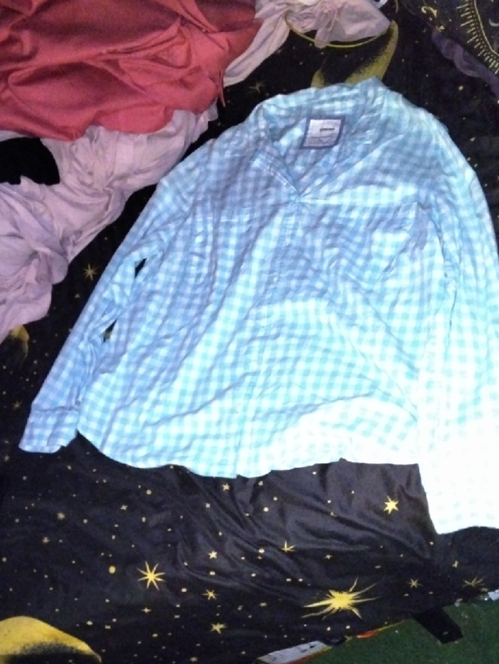 Sonoma Light Blue Gingham Womans Button-Down Shirt